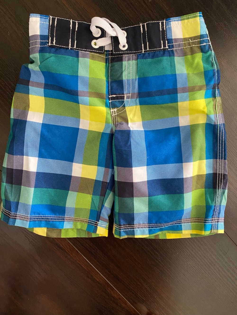 Gymboree Blue, Green & Yellow Plaid Swim Shorts